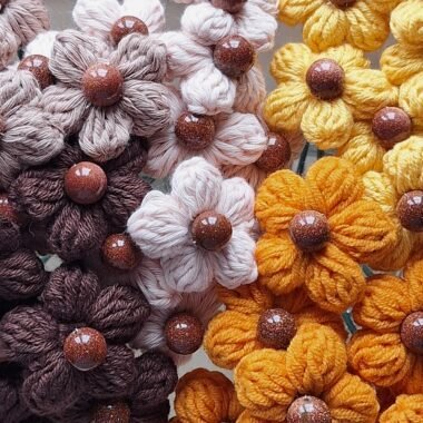 3x Handmade Crocheted Flower Set - Autumn Collection