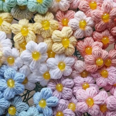3x Handmade Crocheted Flower Set - Spring Collection