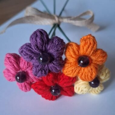 5x Handmade Crocheted Flower Set - Summer Collection