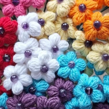 3x Handmade Crocheted Flower Set - Summer Collection