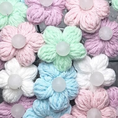 3x Handmade Crocheted Flower Set - Winter Collection