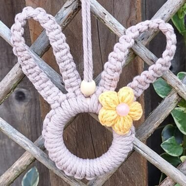 Handmade Macrame Bunny Hoop