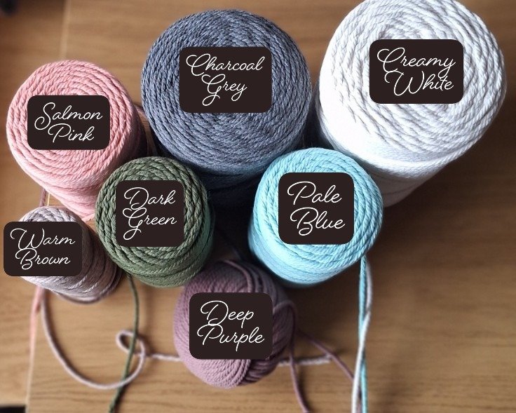 Macrame Cord Colours Labelled